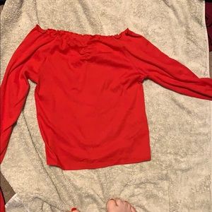 Off the shoulder red top